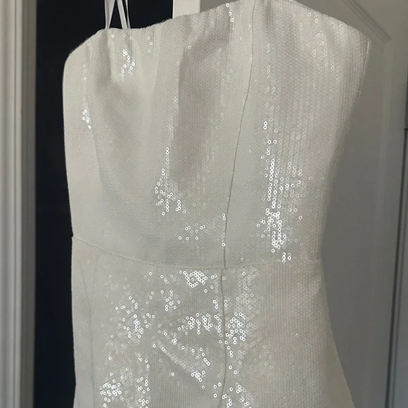Lulu's Pristine Dazzle Ivory Sequin Strapless Mini Dress - Picture 3 of 5